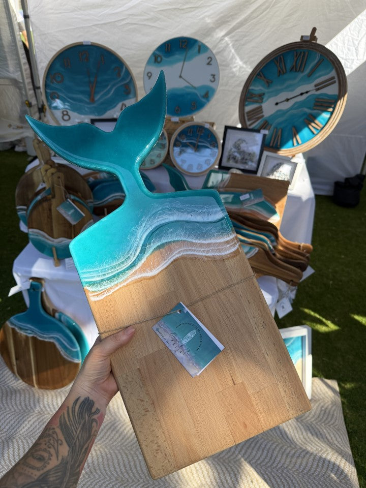 Whale Tail Resin + Wood Serving Board