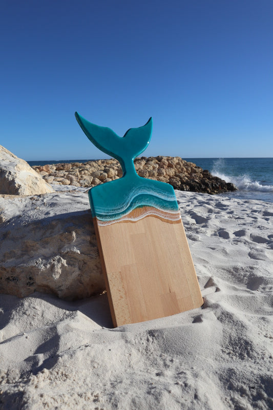 Whale Tail Resin + Wood Serving Board