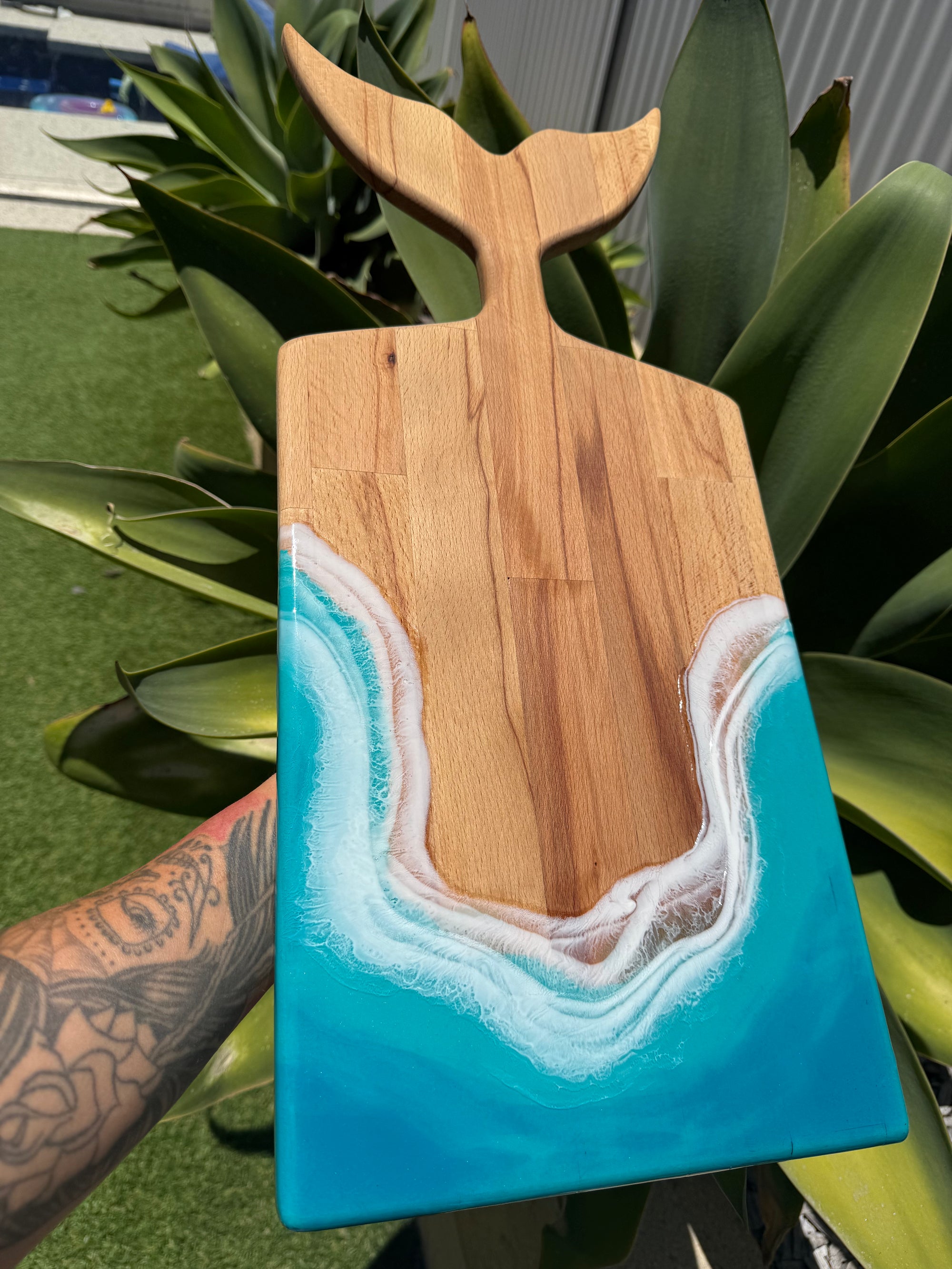 Whale Tail Resin + Wood Serving Board