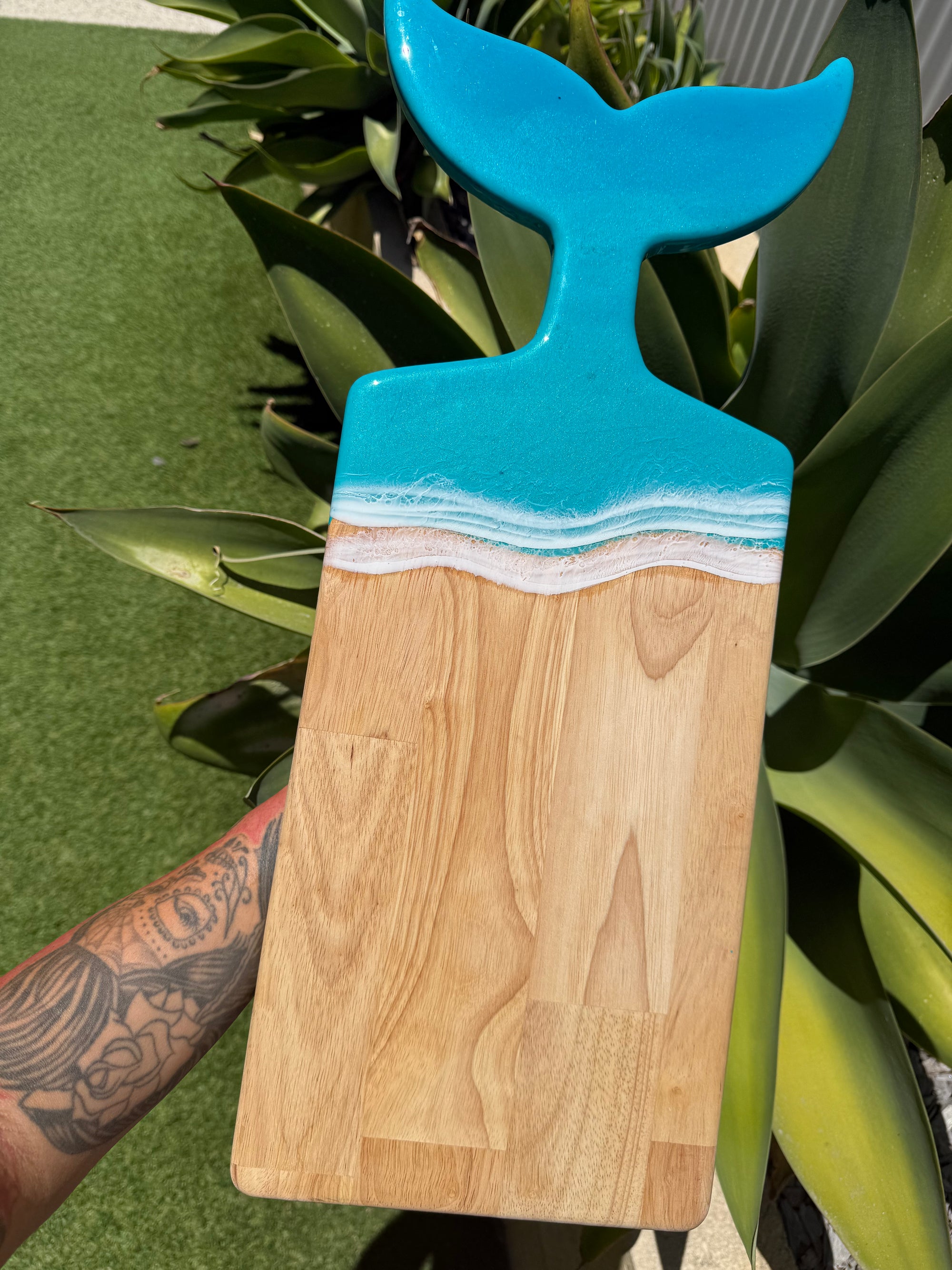 Whale Tail Resin + Wood Serving Board