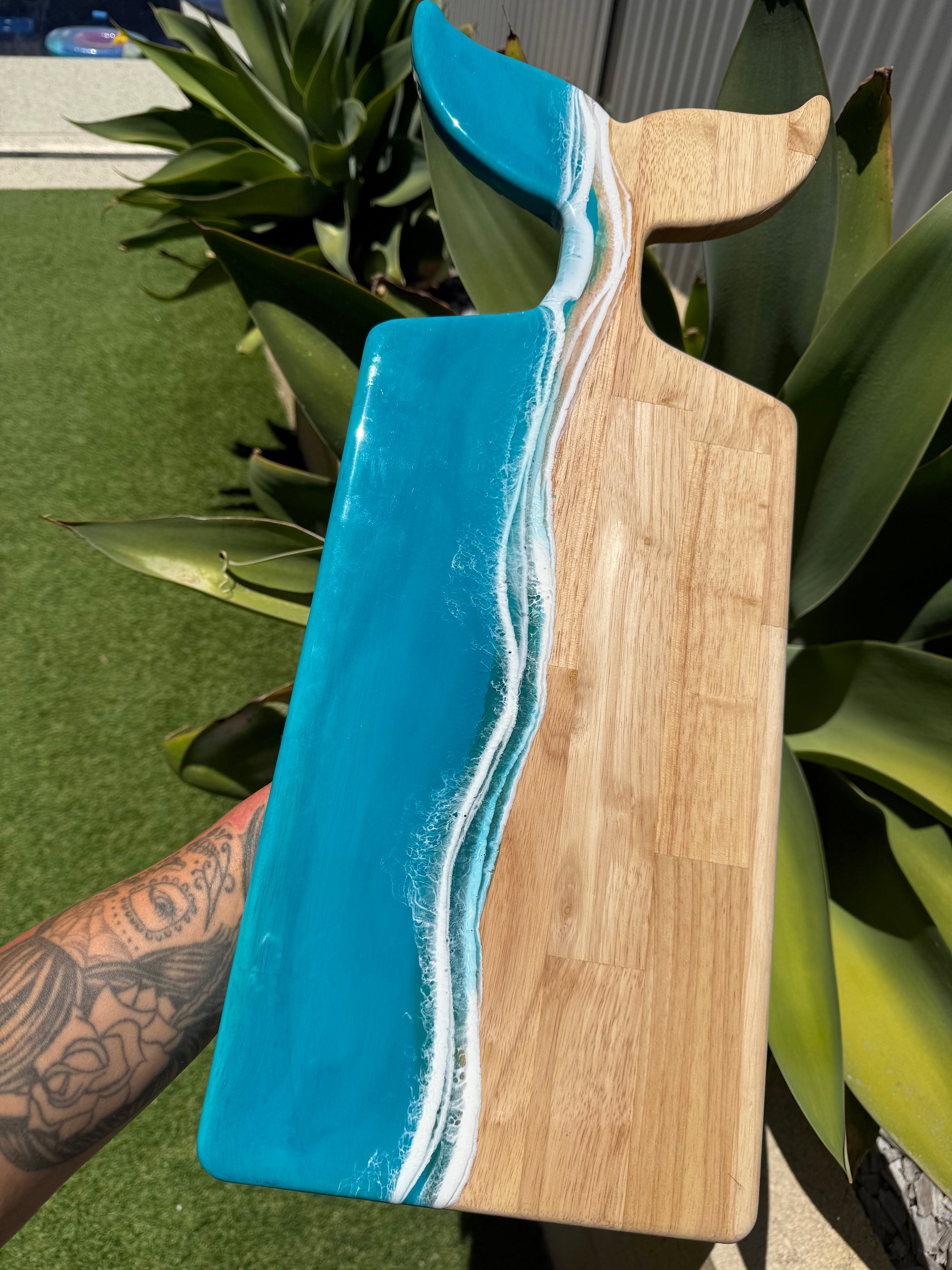 Whale Tail Resin + Wood Serving Board
