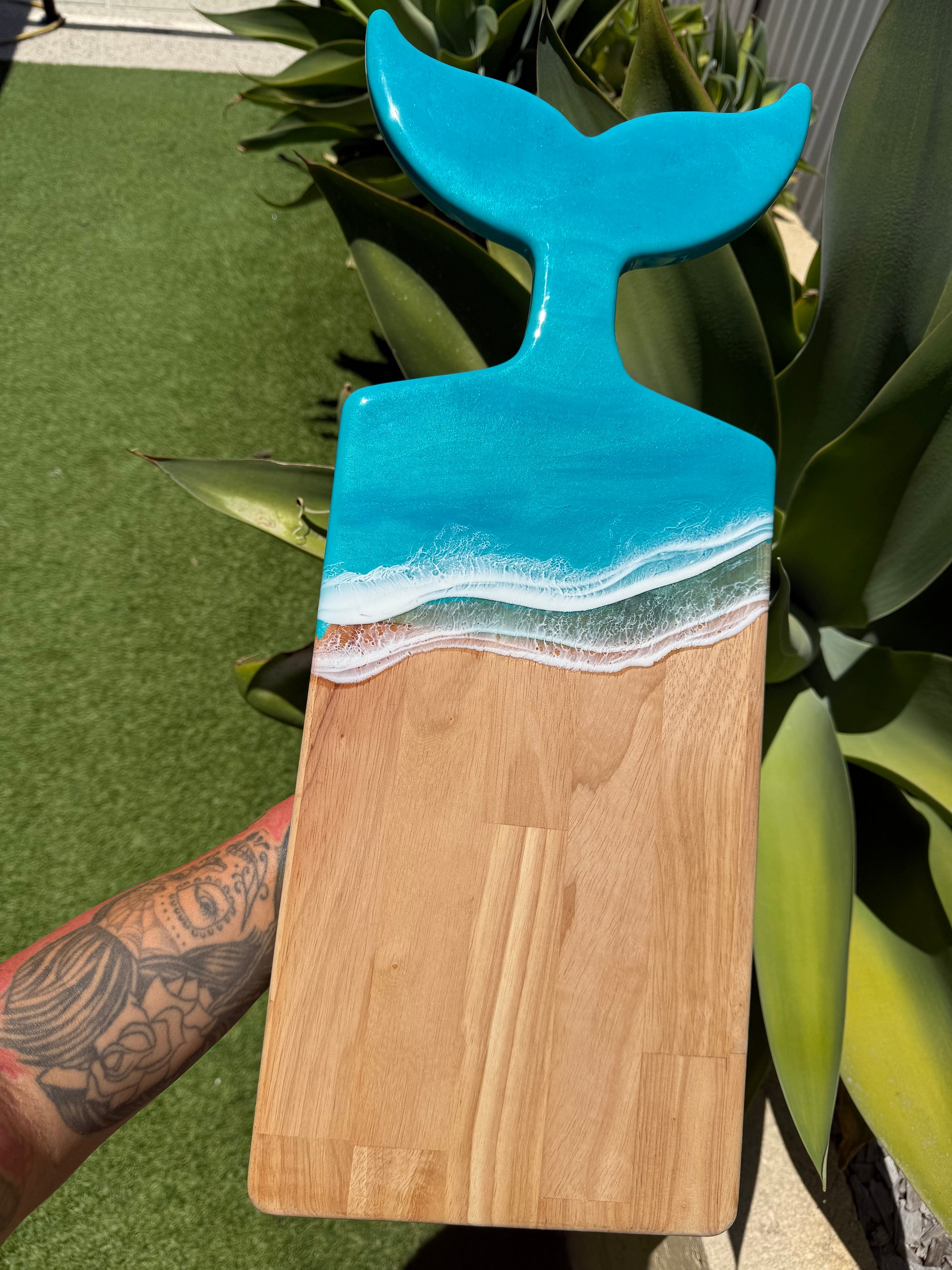 Whale Tail Resin + Wood Serving Board