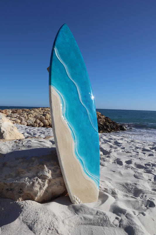 Shell-oha Resin Surfboard  |  Ocean Inspired Resin Wall Art